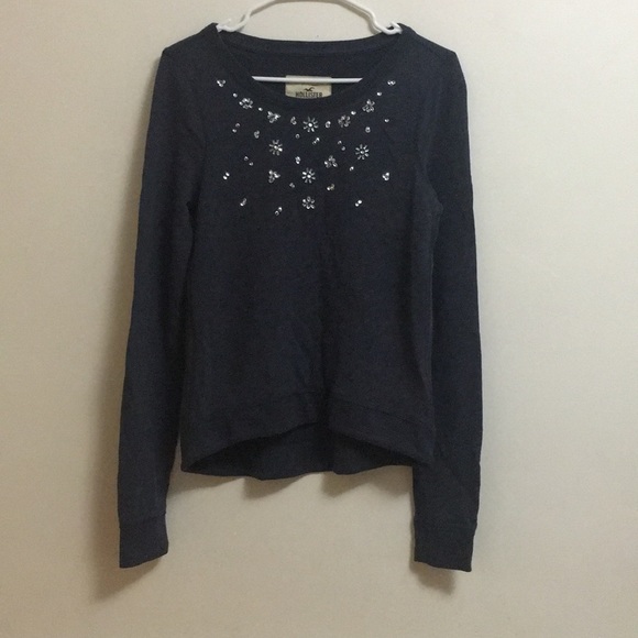 Hollister Tops - HOLLISTER CHARCOAL GREY WITH RHINESTONES